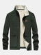 Mens Fleece Lined Double Side Thicken Coats Outdoor Warm Fleece Jackets - Army Green