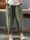 Casual Loose Pockets Plus Size Pants for Women - Army