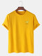Mens 100% Cotton Banana Printed Round Neck Casual Short Sleeve T-shirts - Yellow