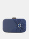Women Satin Fashion Rhinestone Solid Color Beautiful Handbag Dinner Bag - Blue