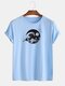 Mens Landscape Graphic Print Cotton O-Neck Casual Short Sleeve T-Shirts - Blue