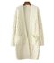 Pocket Wild Sweater Coat Long Section Loose Thick Knit Cardigan - White