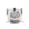 Women Shopping Transparent Chain Handbag Canvas Rivet Clear Bag - Blue