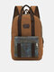 Men Canvas Fabric Vintage Large Capacity Backpack Outdoor Working Casual Laptop Bag - Coffee