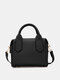 Women Faux Leather Fashion Large Capacity Bear Ornament Solid Color Crossbody Bag Handbag - Black