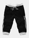 Mens Casual Running Drawstring Overknee Slim Fit Sports Cotton Pants - Black