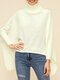 Chic Solid Color Loose Asymmetrical Turtleneck Sweater - White