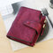  Women Hasp Wallet Long Scrub Wallet 7 Card Holder PU Leather Women Clutch Coin Purse - Red