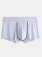 Men Mesh Pouch Liner Boxer Briefs Nylon Ice Silk Cool Full Rise Pure Color Underwear - White