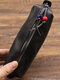 Men Genuine Leather Cow Leather Multifunction Pen Case Glasses Bag Storage Bag Wallet - Black