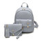 3 PCS PU Leather Women Backpacks Students Schoolbags - Grey