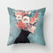 New Print Woman Flower Head Avatar Pillowcase Home Sofa Office Cushion Cover - #6