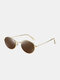 Unisex Alloy Oval Full Frame Polarized UV Protection Fashion All-match Sunglasses - Golden frame/Brown