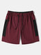 Men Colorblock Zip Pocket Mid Length Activewear Bottoms - Red