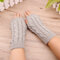 Women Stylish Hand Warmer Winter Gloves Arm Crochet Knitting Warm Fingerless Gloves - Light Grey