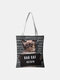 Women Canvas Cat Pattern Handbag Tote - #01