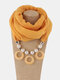 Vintage Rings Geometric-beaded Pendant Solid Color Bali Yarn Resin Scarf Necklace - Ginger Yellow