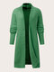 Plus Size Solid Color Open Front Long Sleeve Knitted Cardigan - Green