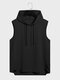 Mens Solid Hooded Casual Sleeveless Tanks - Black