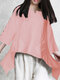 Irregular Solid Color 3/4 Sleeve Plus Size Blouse - Pink