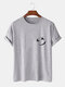 Mens 100% Cotton Grimace Print O-Neck Casual Short Sleeve T-Shirts - Gray