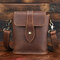 Men Genuine Leather Vintage Business Shoulder Bag Crossbody Bag - Brown