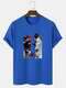 Mens Rose David Statue Graphics Cotton Short Sleeve T-Shirts - Blue