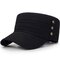 Men Solid Color Vogue Cotton Flat Cap Sunshade Casual Outdoors Adjustable Hat - Black