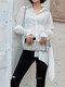 Asymmetrical Lapel Plus Size Casual Shirt for Women - White