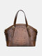 Women Faux Leather Fashion Large Capacity Multi-Carry Patchwork Handbag Crossbody Bag - Coffee