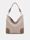 Women Vintage Faux Leather Solid Color Large Capacity Waterproof Handbag Shoulder Bag Tote - #17