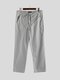 Mens Plain Solid Color Cotton Loose Casual Breathable Pants - Grey