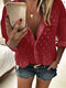 Long Sleeve Polka Dot Print Casual Blouse For Women - Wine Red