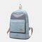 Women Canvas Casual Patchwork Backpack - Blue