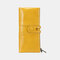 Women RIFD Retro Oil Wax Leather 12 Card Slots Wallet Long Phone Bag - Yellow
