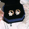 925 Sterling Silver Shell Flower Women Drop Earrings Fashion Colorful Rhinestone Star Stud Earrings - A