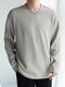 Mens Japan Solid Long Sleeve Slit T-shirt - Gray