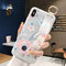 Peach Blossom Embossed Wristband Phone Case Silicone Set Chrysanthemum - 344 white shell [relief wristband]