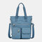 Women Solid Nylon Waterproof Large Capacity Crossbody Bag - Blue
