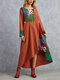 Print Patchwork Asymmetrical Plus Size Vintage Dress with Pockets - Orange