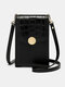 Women Faux Leather Fashion Multifunction Solid Color Crossbody Bag Mini Phone Bag - Black