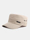 Men Dacron Solid Color Letter Pattern Label Breathable Sunscreen Quick Dry Military Cap Flat Cap - Khaki