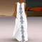 Retro Print Dress V-neck Sleeveless Pocket Dress - White