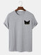 Mens Sample Cartoon Cat Graphic Casual Cotton Short Sleeve T-Shirt - Gray