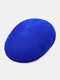 Unisex Dacron Knitted Solid Color Jacquard Breathable Casual Beret Flat Caps - Royal Blue