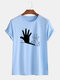 Mens Cartoon Printed Round Neck Casual Short Sleeve T-shirts - Light Blue