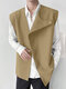 Mens Asymmetric Pocket Solid Color Waistcoat - Khaki