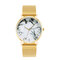 Leisure Sport Women Watch Alloy Case Mesh Band Adjustable Folding Clasp Creative Marble Quartz Watches - Gold