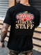 Mens Circus Staff Back Print Crew Collo T-shirt a maniche corte invernali - Nero