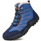 Men Outdoor Slip Resistant Warm Lining Lace Up Climbing Hiking Boots - Blue 1#